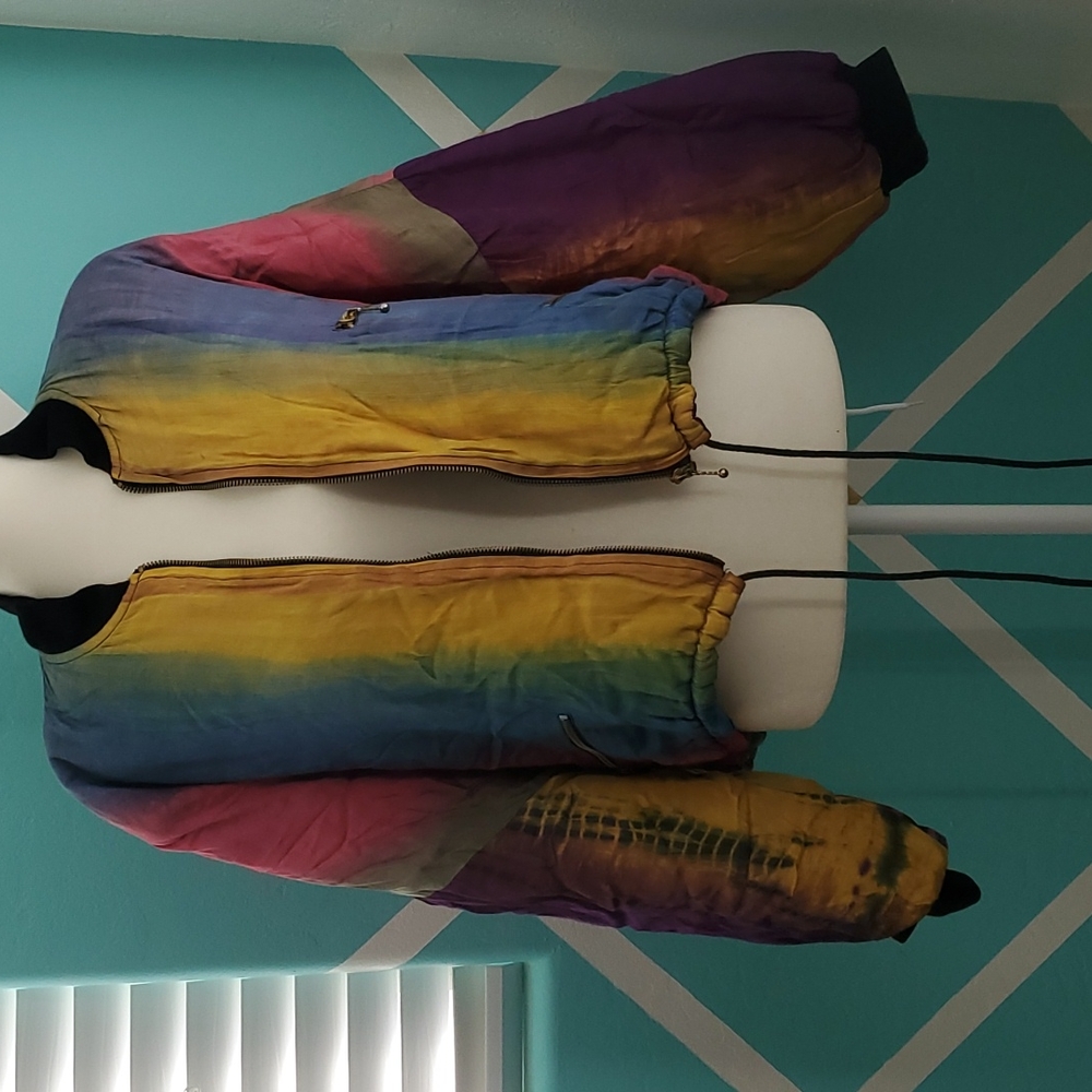 Vintage Prima Donna Rainbow Tie Dye Bomber Jacket See
